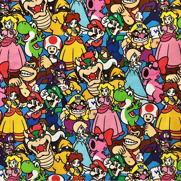 Super Mario Kart Nintendo Packed Cast Quilt Cotton Fabric (Over 1 Yard - 45”) - Picture 1 of 6